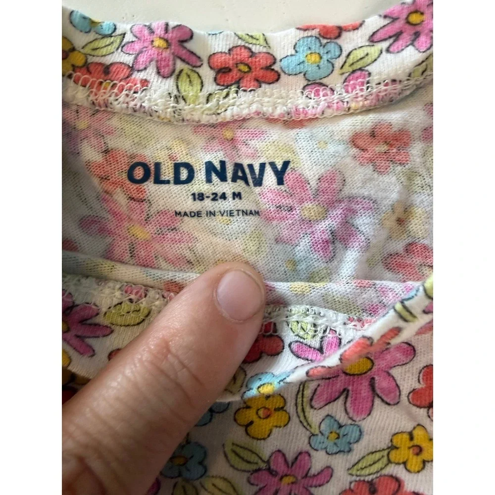 Old Navy Kids Floral Short Sleeve Crew Neck T-Shirt Pink Yellow Blue 18-24M